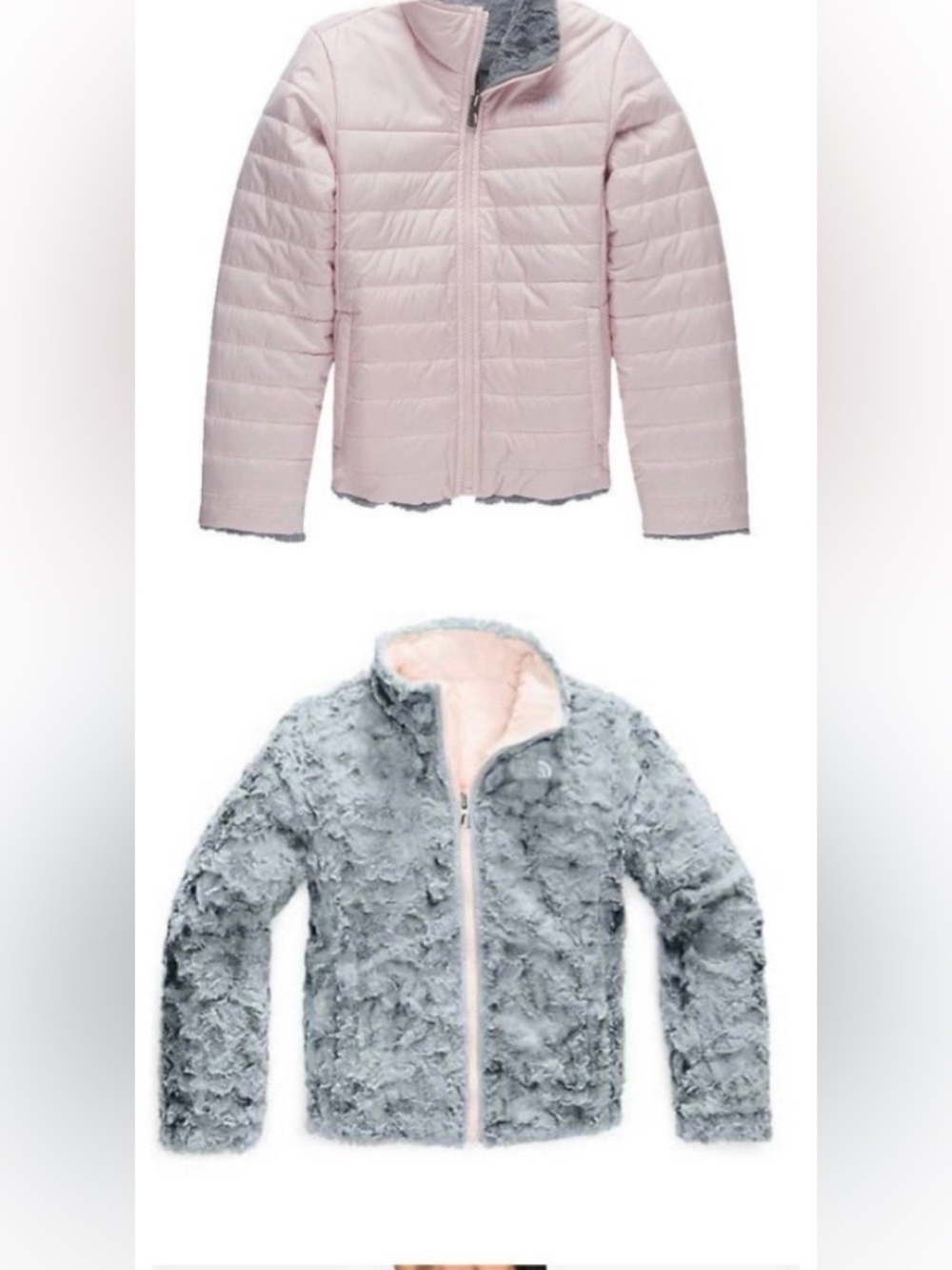 The North Face Kids Reversible Mossbud Coat Dark Gray & Pink Youth XL Size 18